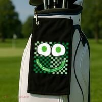 Green Smile Face Eggs And Bacon Ham Breakfast St PatrickS Golf Towel thumb 2