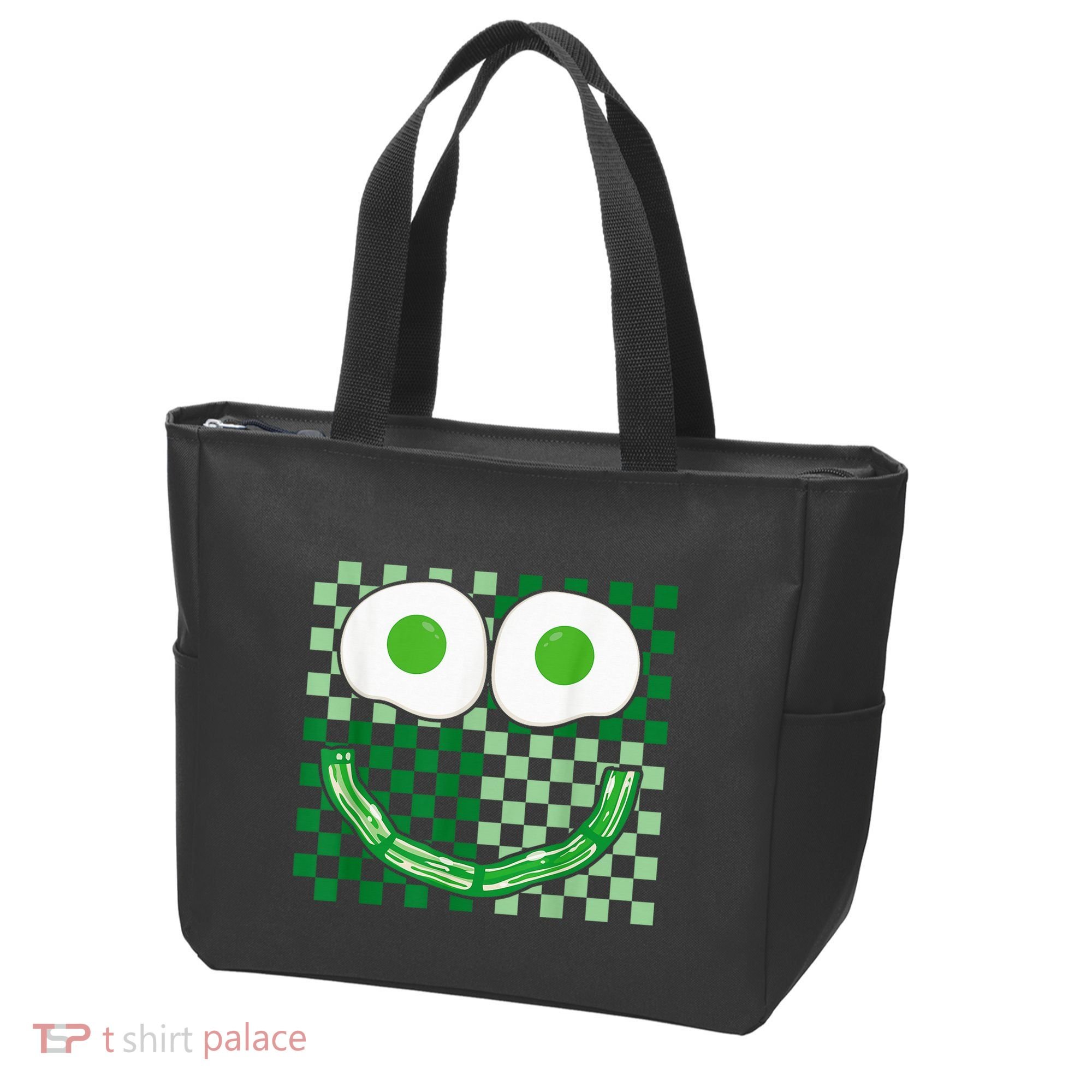 Green Smile Face Eggs And Bacon Ham Breakfast St PatrickS Tote Bag