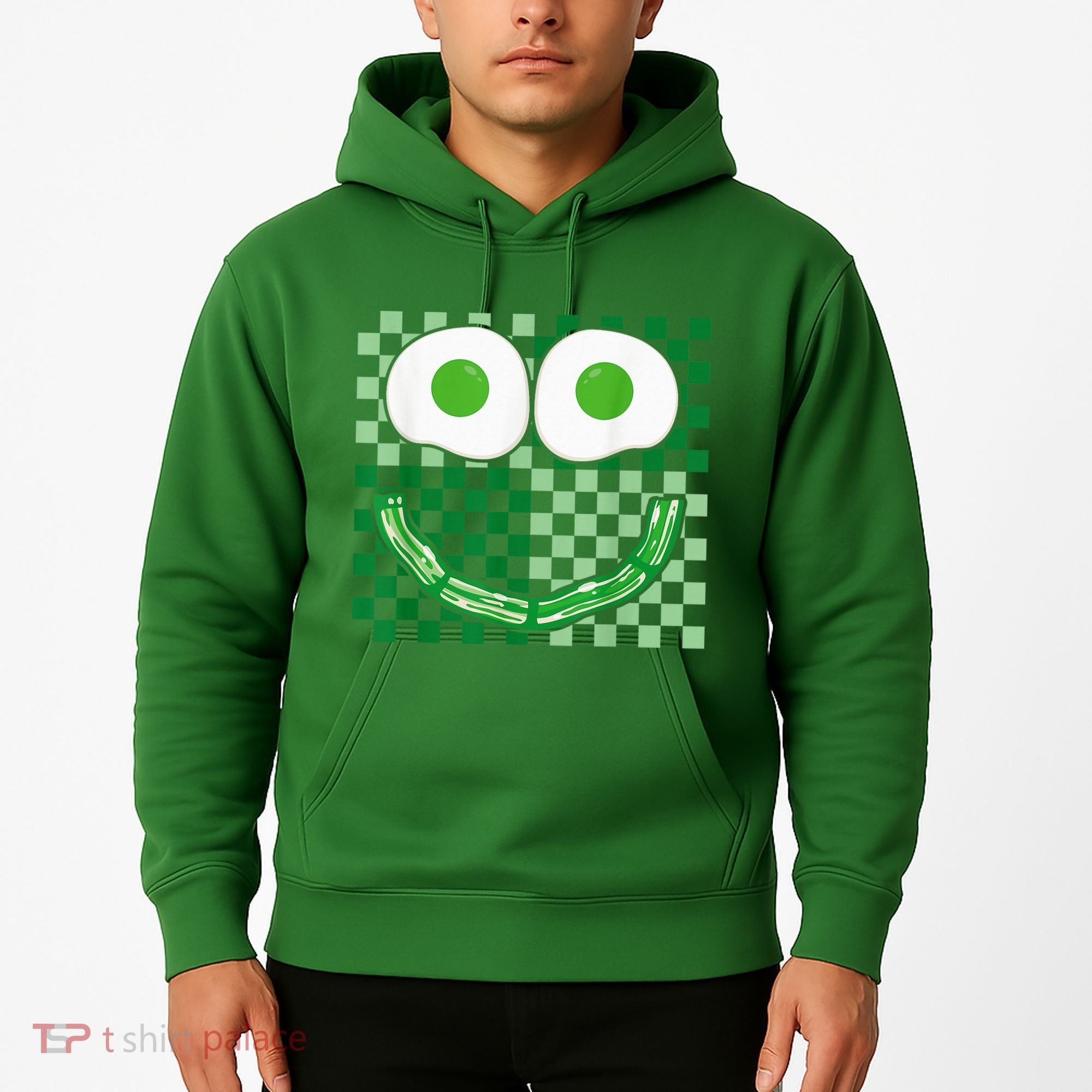 Green Smile Face Eggs And Bacon Ham Breakfast St PatrickS Hoodie