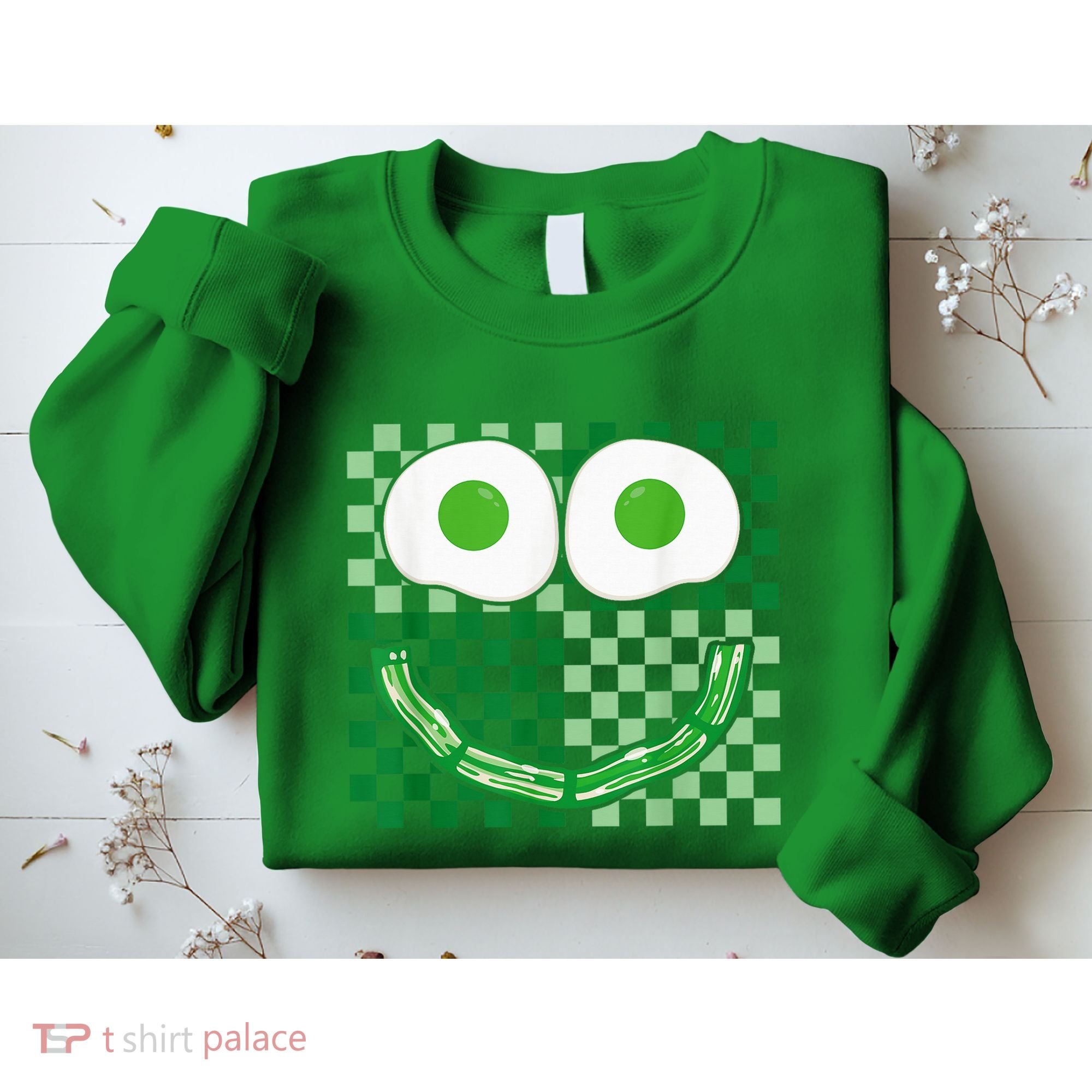 Green Smile Face Eggs And Bacon Ham Breakfast St PatrickS Sweatshirt