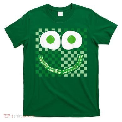 Green Smile Face Eggs And Bacon Ham Breakfast St PatrickS T-Shirt