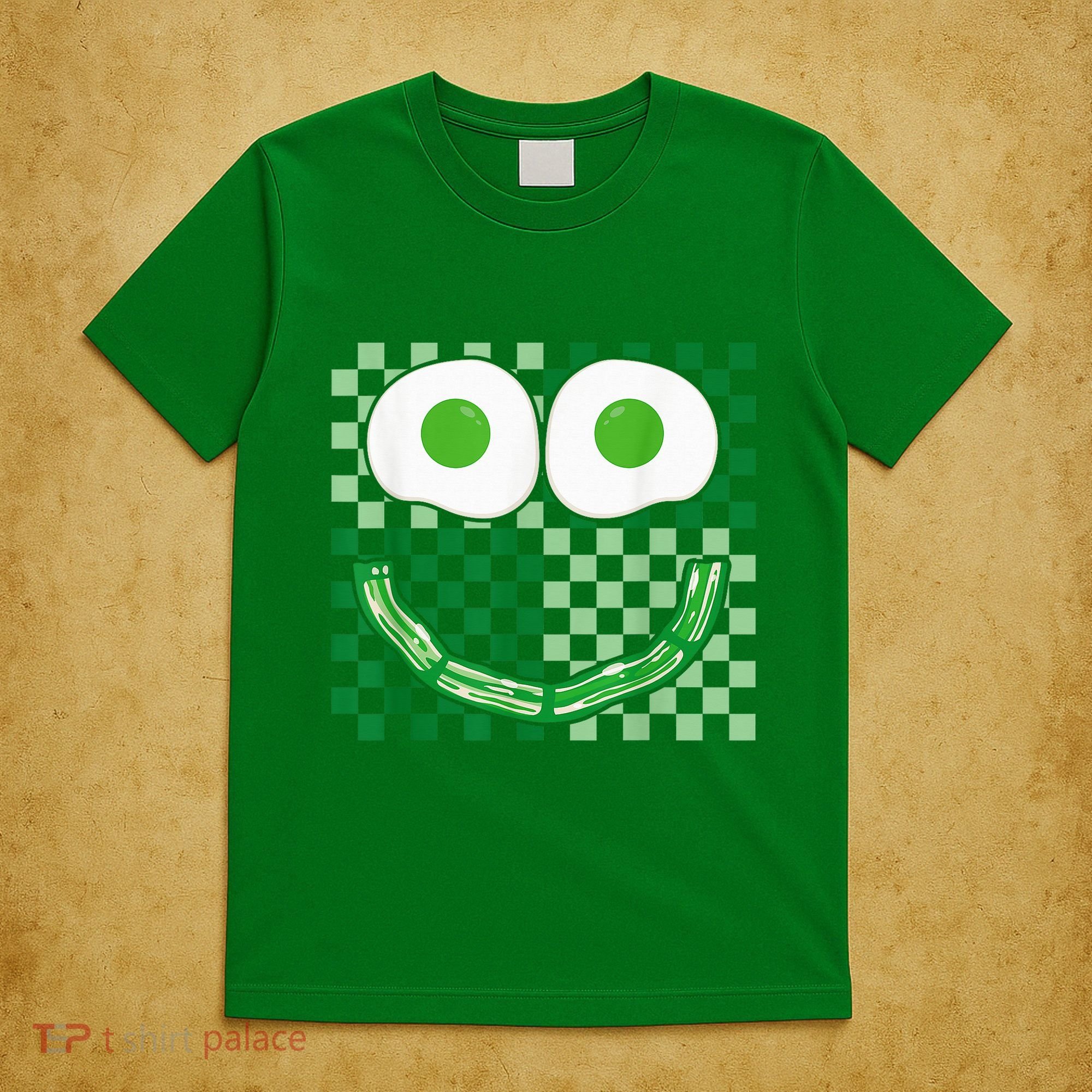 Green Smile Face Eggs And Bacon Ham Breakfast St PatrickS T-Shirt