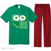 Green Smile Face Eggs And Bacon Ham Breakfast St PatrickS Pajama Set thumb 0