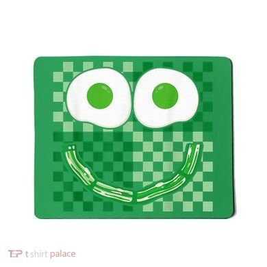Green Smile Face Eggs And Bacon Ham Breakfast St PatrickS Mousepad
