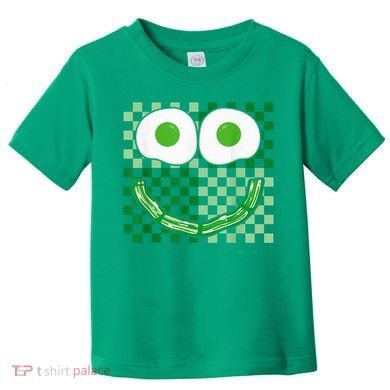 Green Smile Face Eggs And Bacon Ham Breakfast St PatrickS Toddler T-Shirt