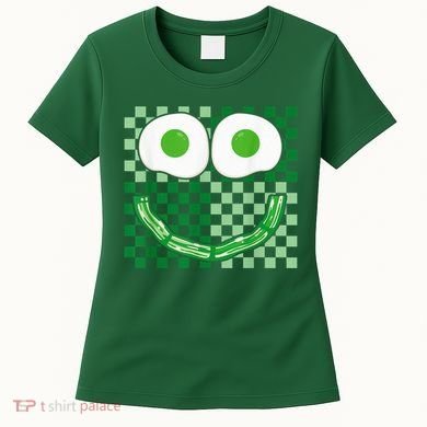 Green Smile Face Eggs And Bacon Ham Breakfast St PatrickS Women's T-Shirt