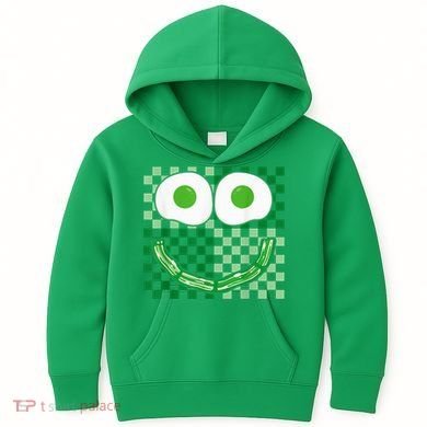 Green Smile Face Eggs And Bacon Ham Breakfast St PatrickS Kids Hoodie