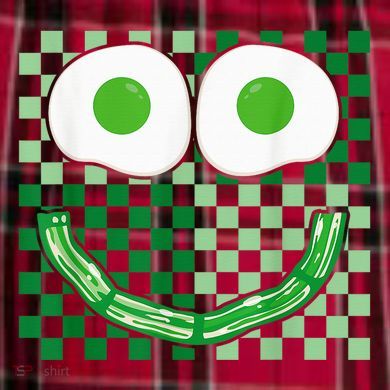 Green Smile Face Eggs And Bacon Ham Breakfast St PatrickS Women's Flannel Plaid Pajama Pants