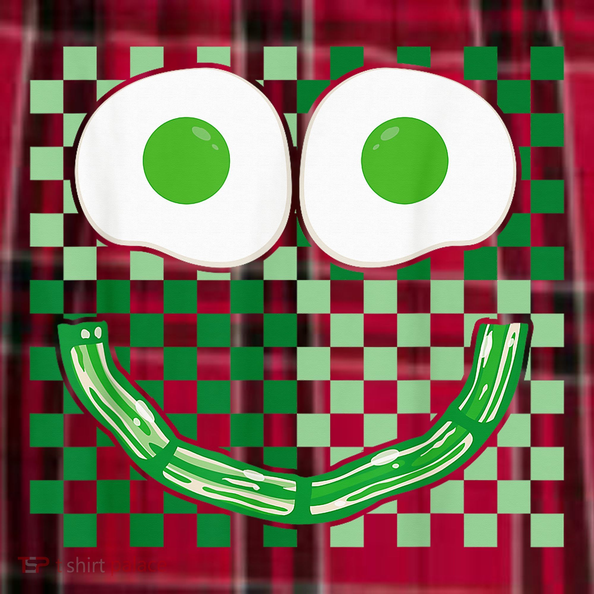 Green Smile Face Eggs And Bacon Ham Breakfast St PatrickS Women's Flannel Plaid Pajama Pants