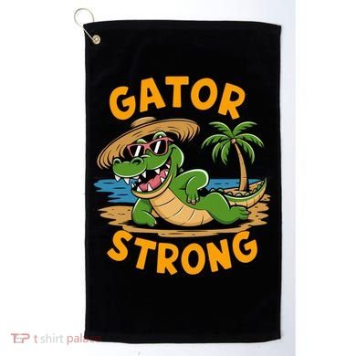 Gator Strong Funny Florida Alligator Sunglasses Present Gift Golf Towel