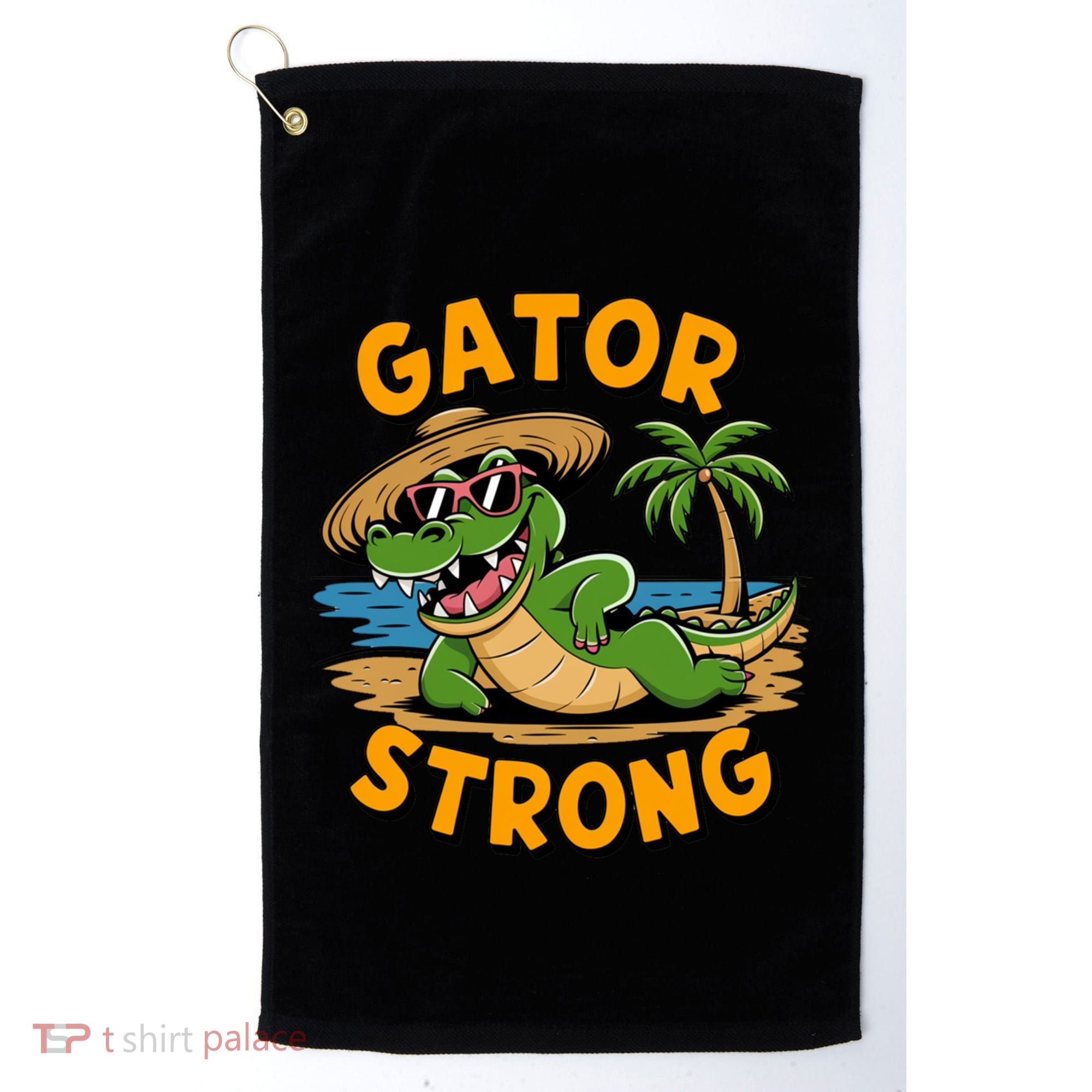 Gator Strong Funny Florida Alligator Sunglasses Present Gift Golf Towel