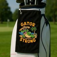 Gator Strong Funny Florida Alligator Sunglasses Present Gift Golf Towel thumb 2