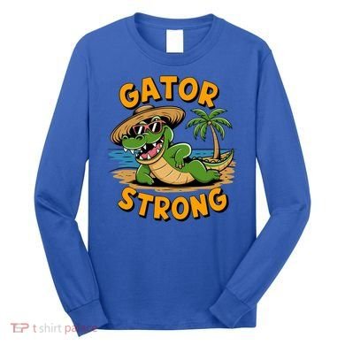 Gator Strong Funny Florida Alligator Sunglasses Present Gift Long Sleeve Shirt