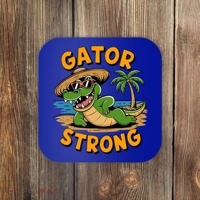 Gator Strong Funny Florida Alligator Sunglasses Present Gift Coaster