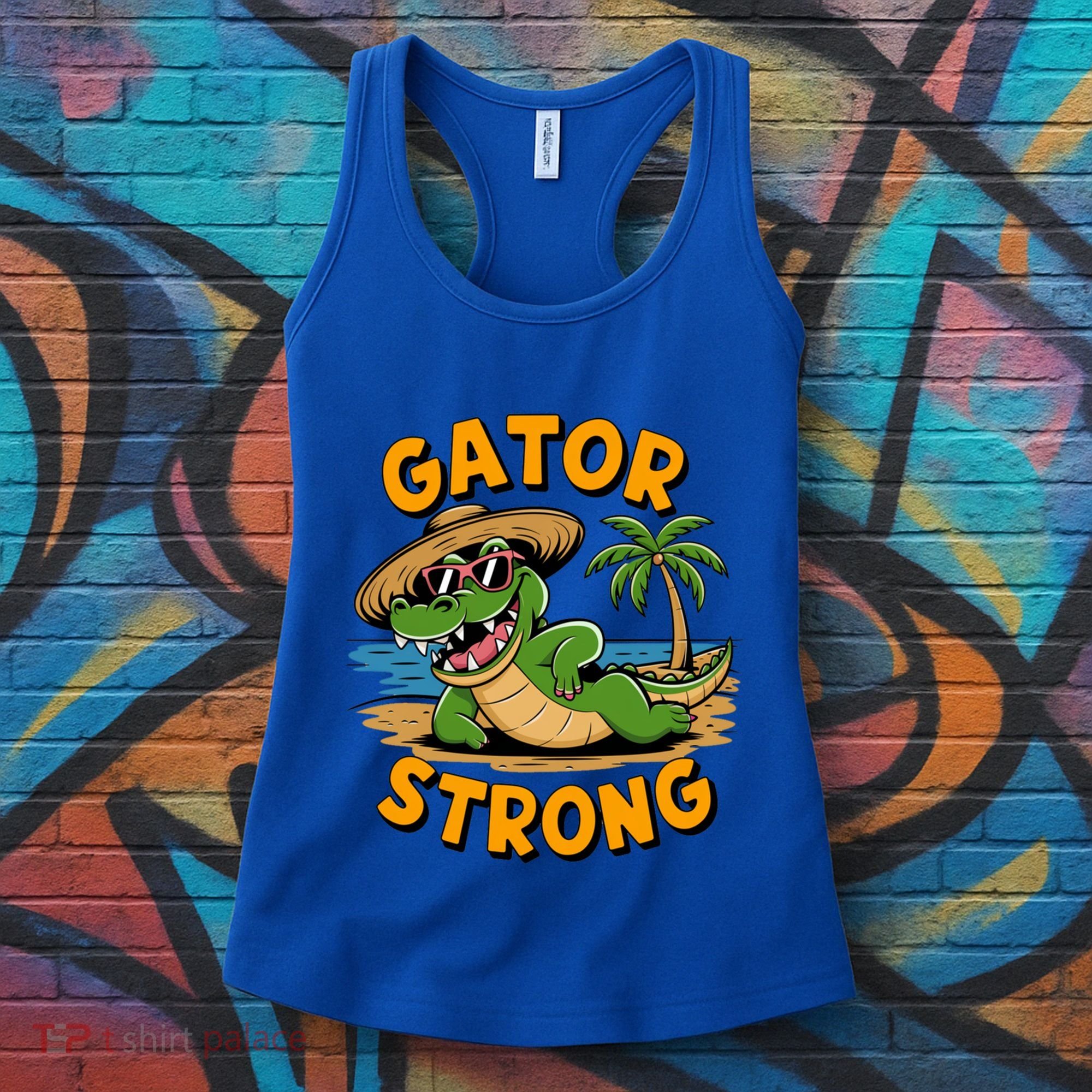 Gator Strong Funny Florida Alligator Sunglasses Present Gift Women's Tank Top