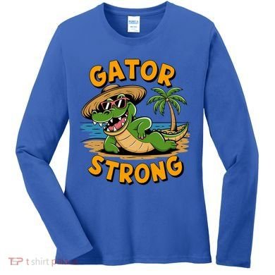Gator Strong Funny Florida Alligator Sunglasses Present Gift Women's Long Sleeve Shirt