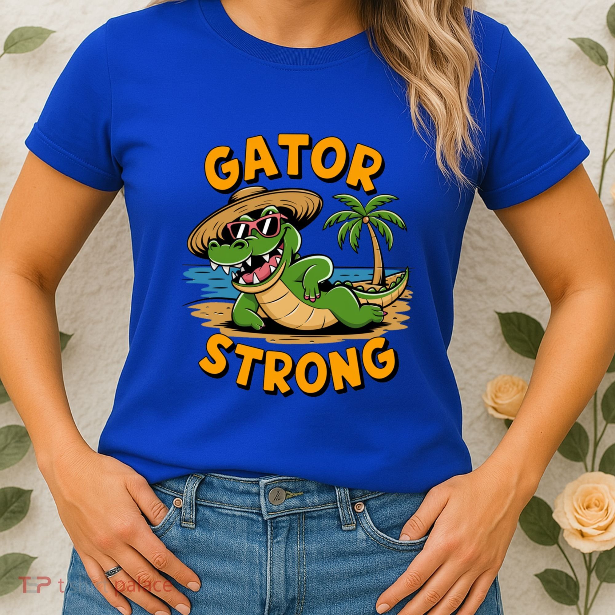 Gator Strong Funny Florida Alligator Sunglasses Present Gift Women's T-Shirt