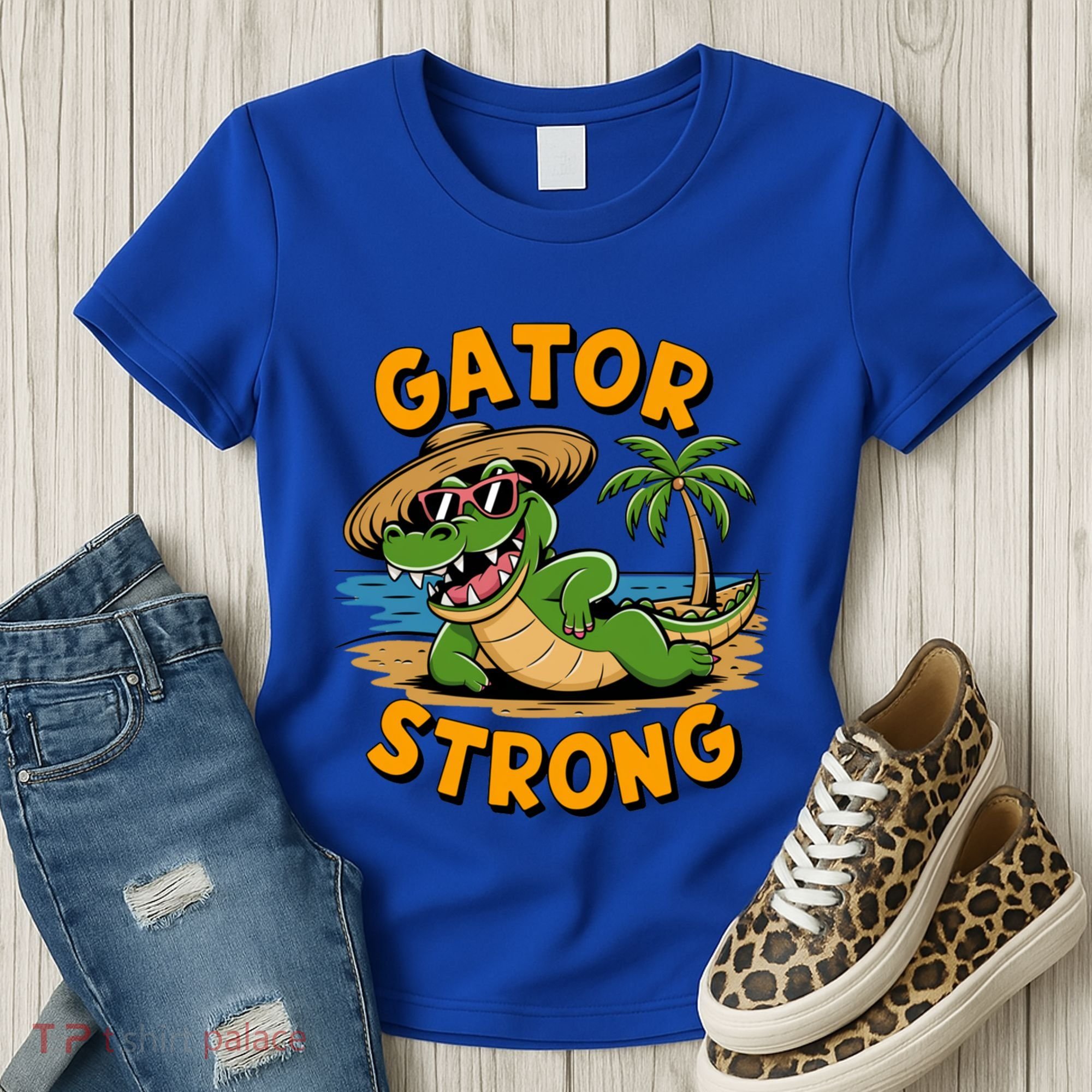 Gator Strong Funny Florida Alligator Sunglasses Present Gift Women's T-Shirt