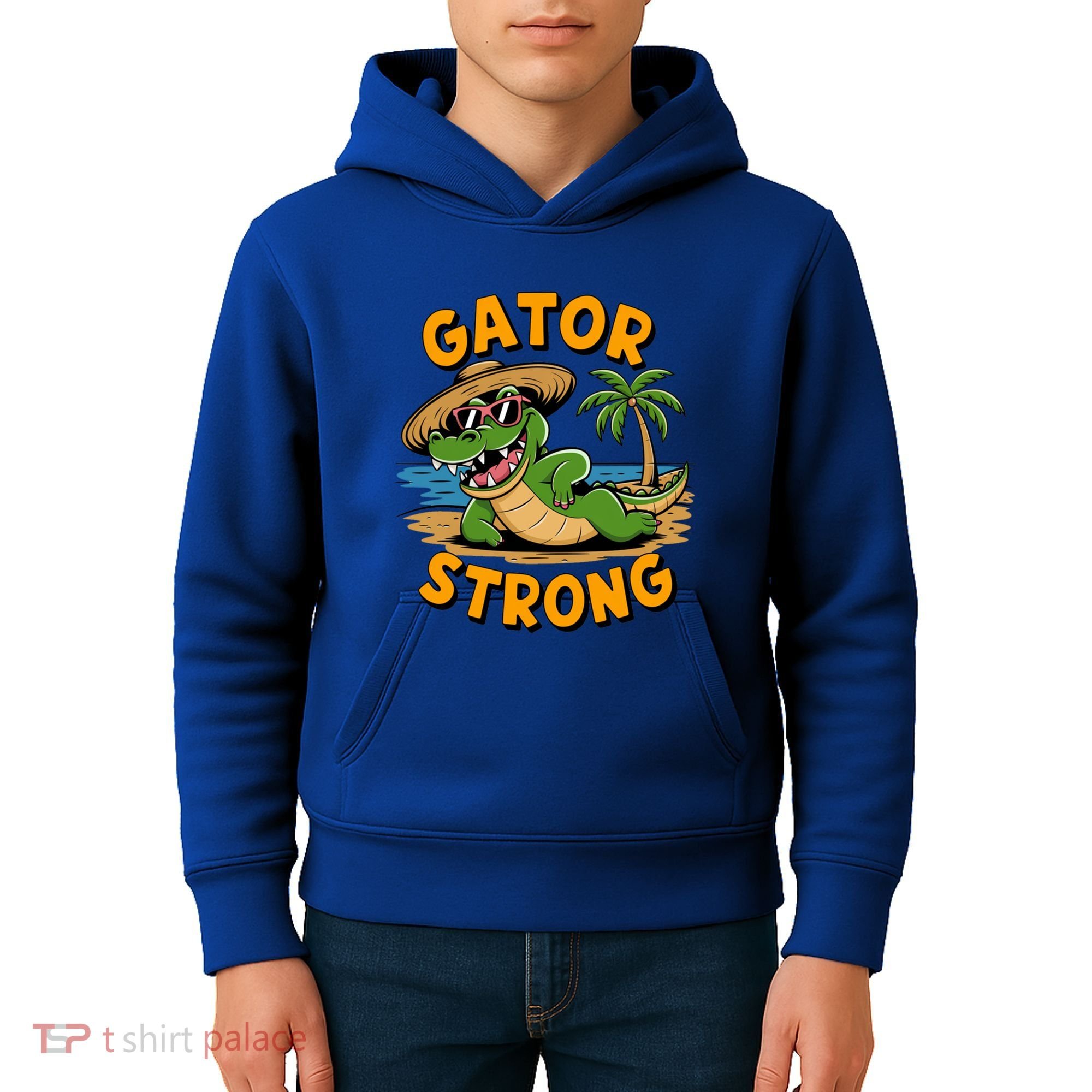 Gator Strong Funny Florida Alligator Sunglasses Present Gift Kids Hoodie