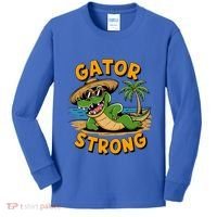 Gator Strong Funny Florida Alligator Sunglasses Present Gift Kids Long Sleeve Shirt thumb 0
