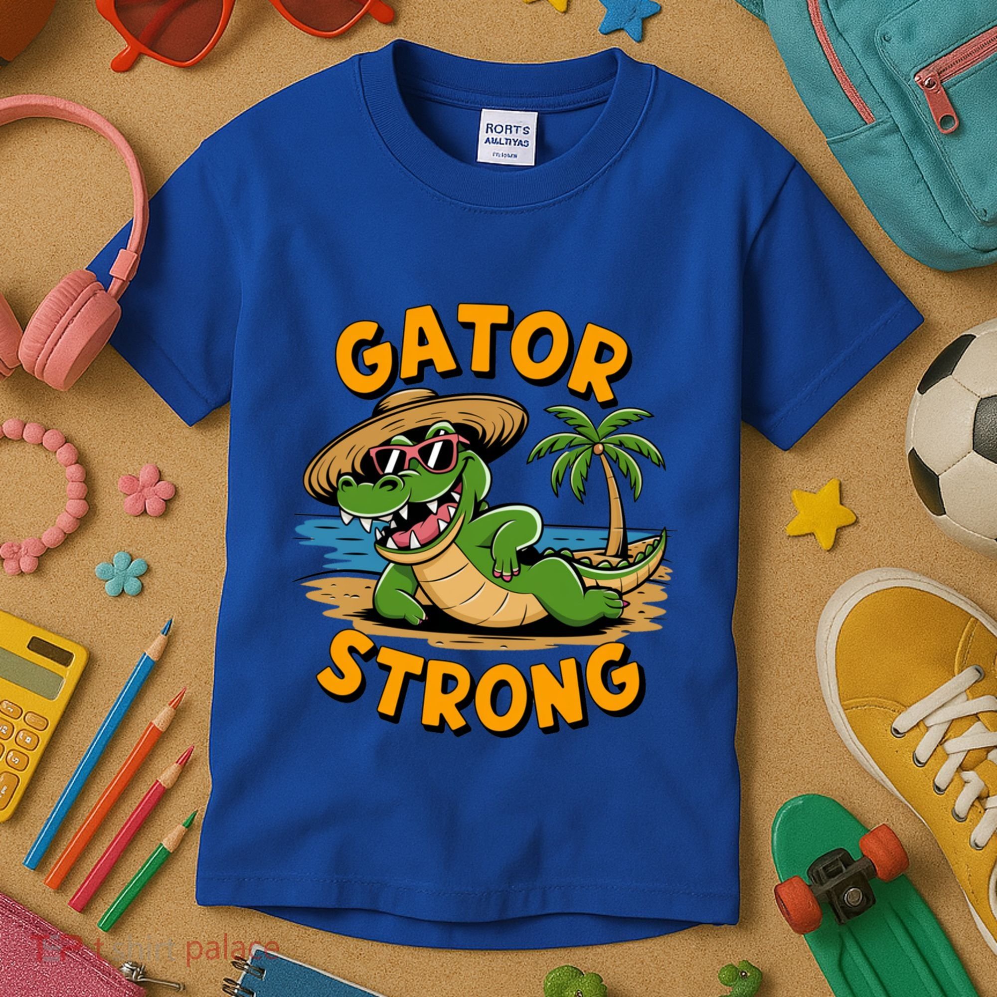 Gator Strong Funny Florida Alligator Sunglasses Present Gift Kids T-Shirt