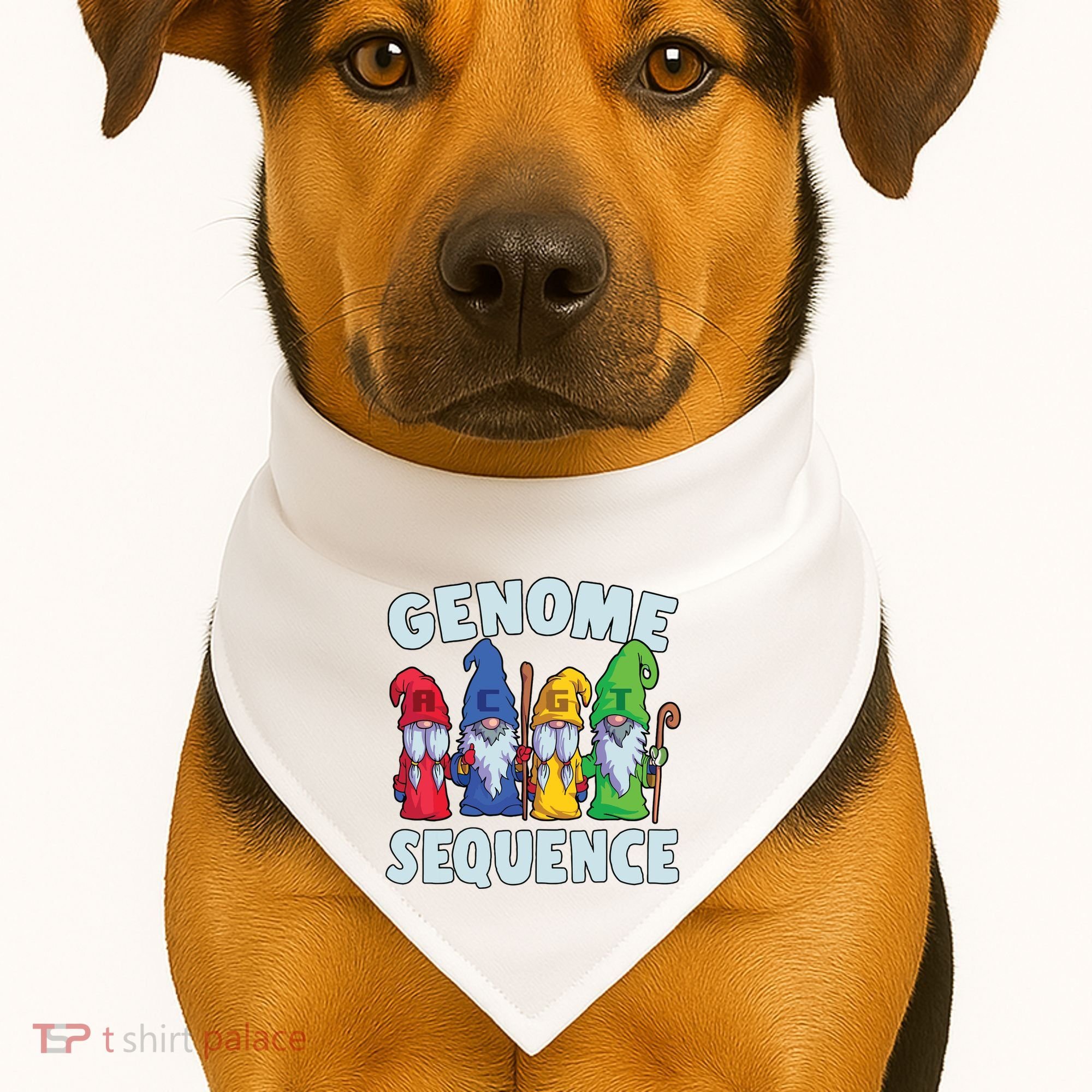 Genome Sequence Funny Gnome Biology Physics Science Pun USA-Made Doggie Bandana
