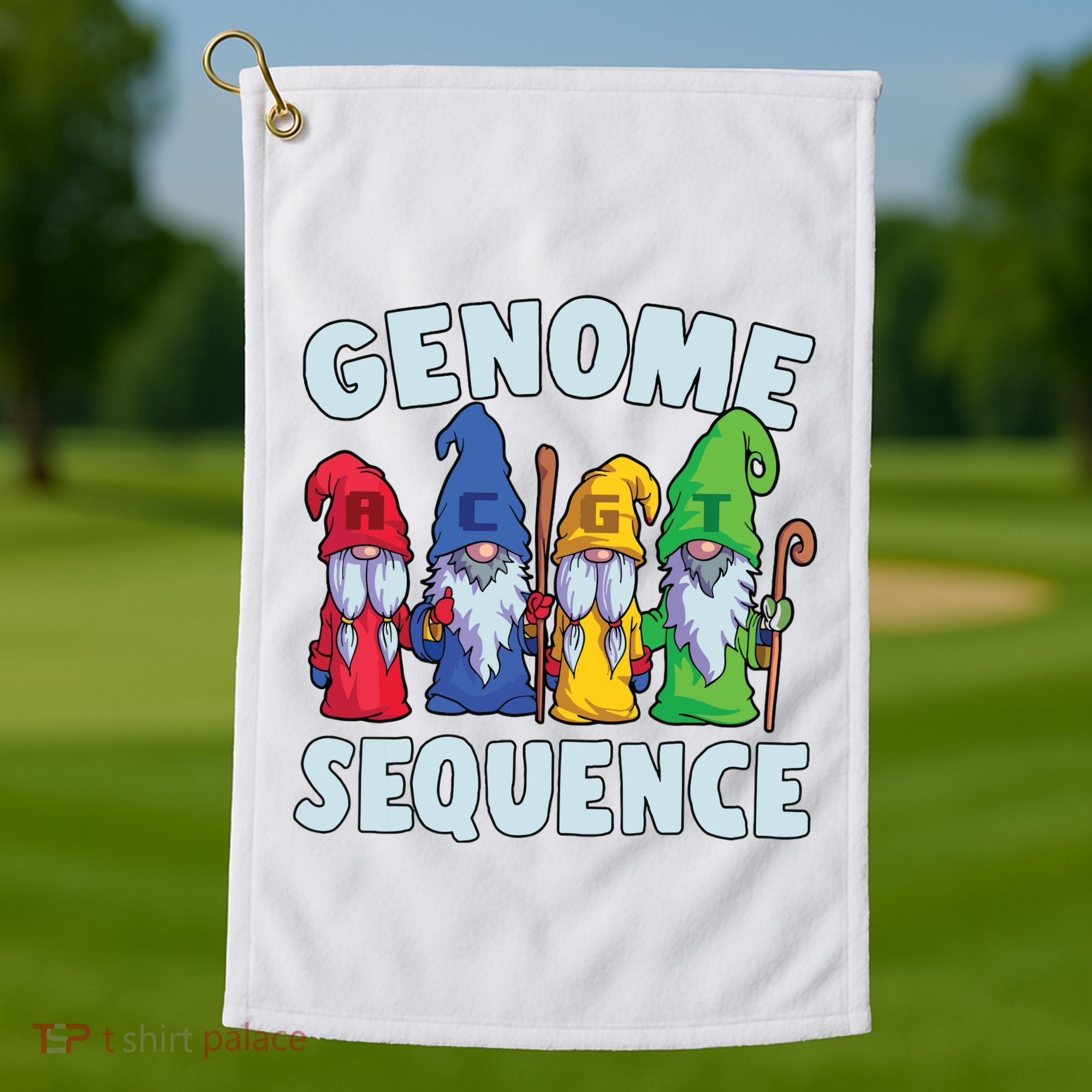 Genome Sequence Funny Gnome Biology Physics Science Pun Golf Towel