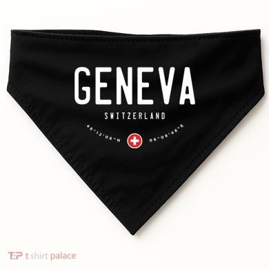 Geneva Switzerland Flag Cool Gift USA-Made Doggie Bandana
