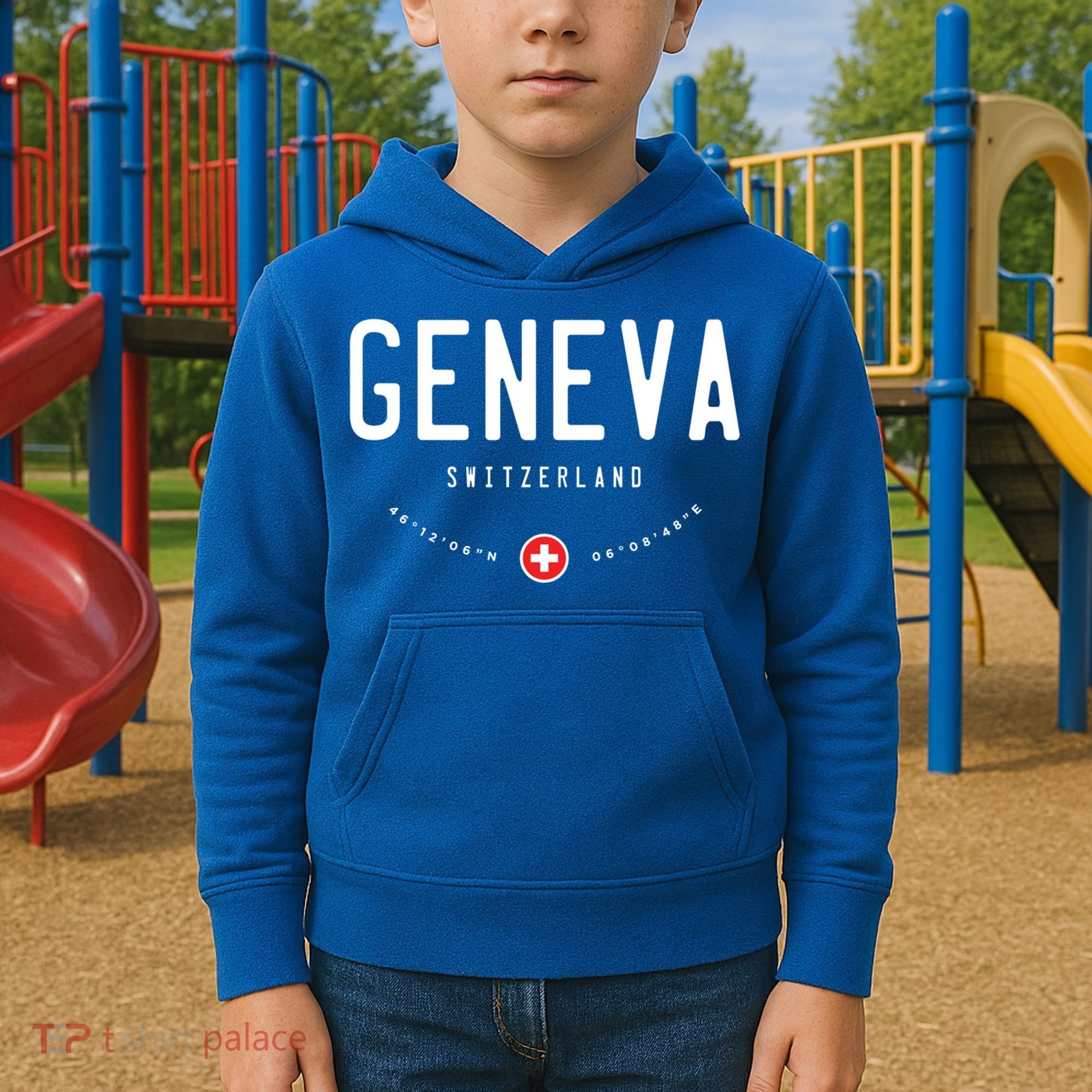 Geneva Switzerland Flag Cool Gift Kids Hoodie