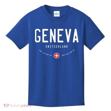 Geneva Switzerland Flag Cool Gift Kids T-Shirt
