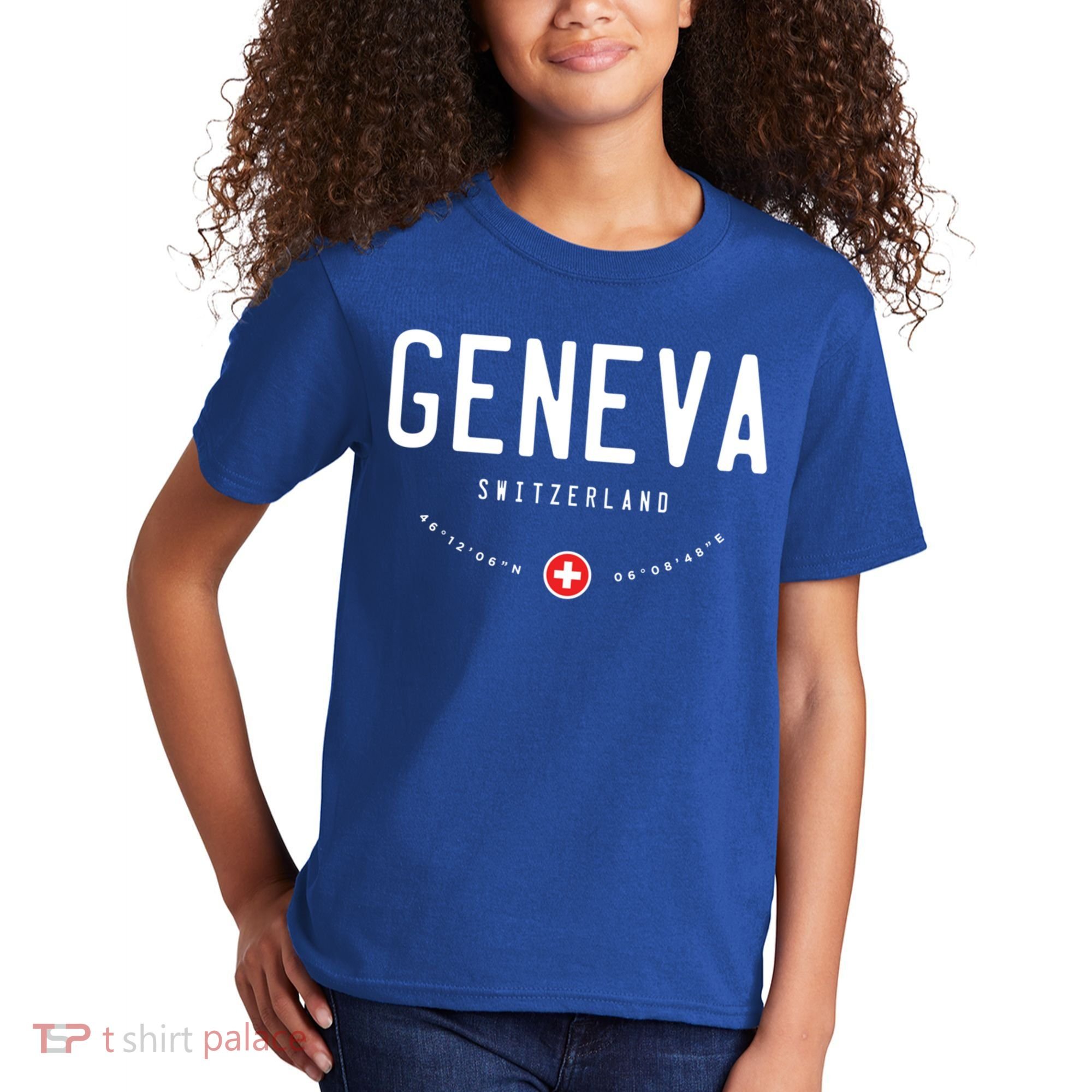 Geneva Switzerland Flag Cool Gift Kids T-Shirt