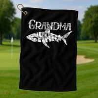Grandma Shark Family Matching Jawsome Gift Golf Towel thumb 1