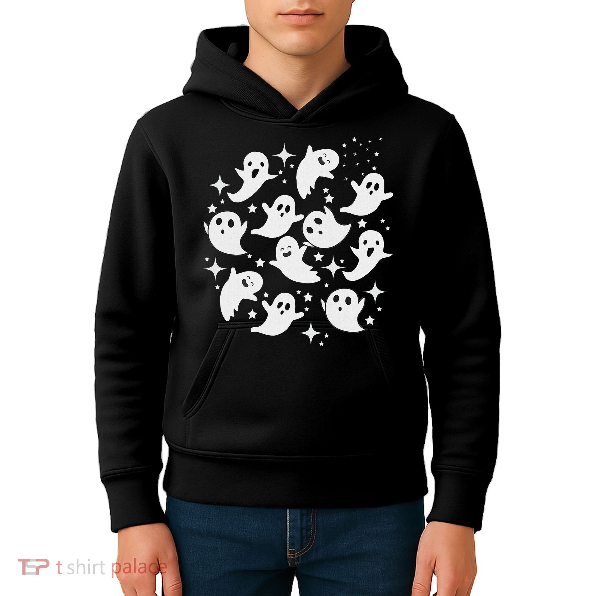 Ghostly Stars Fall Kids Hoodie