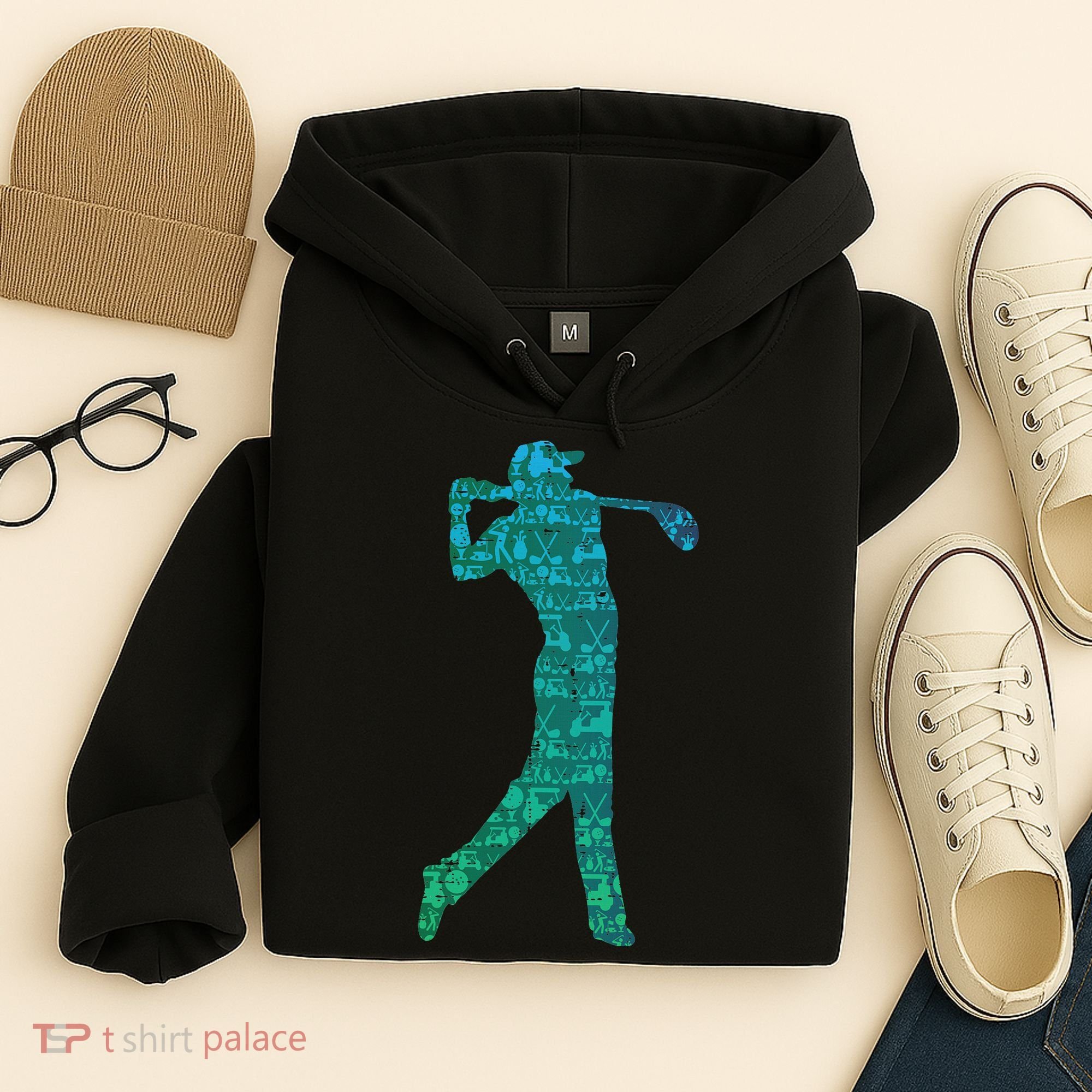 Golfer Silhouette Golf Things Golfing Dad Women Hoodie