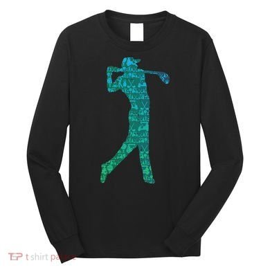 Golfer Silhouette Golf Things Golfing Dad Women Long Sleeve Shirt