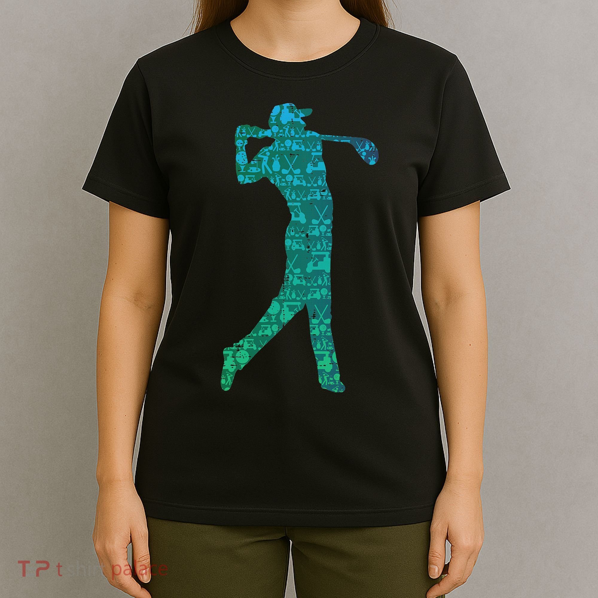Golfer Silhouette Golf Things Golfing Dad Women T-Shirt