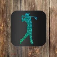 Golfer Silhouette Golf Things Golfing Dad Women Coaster thumb 0
