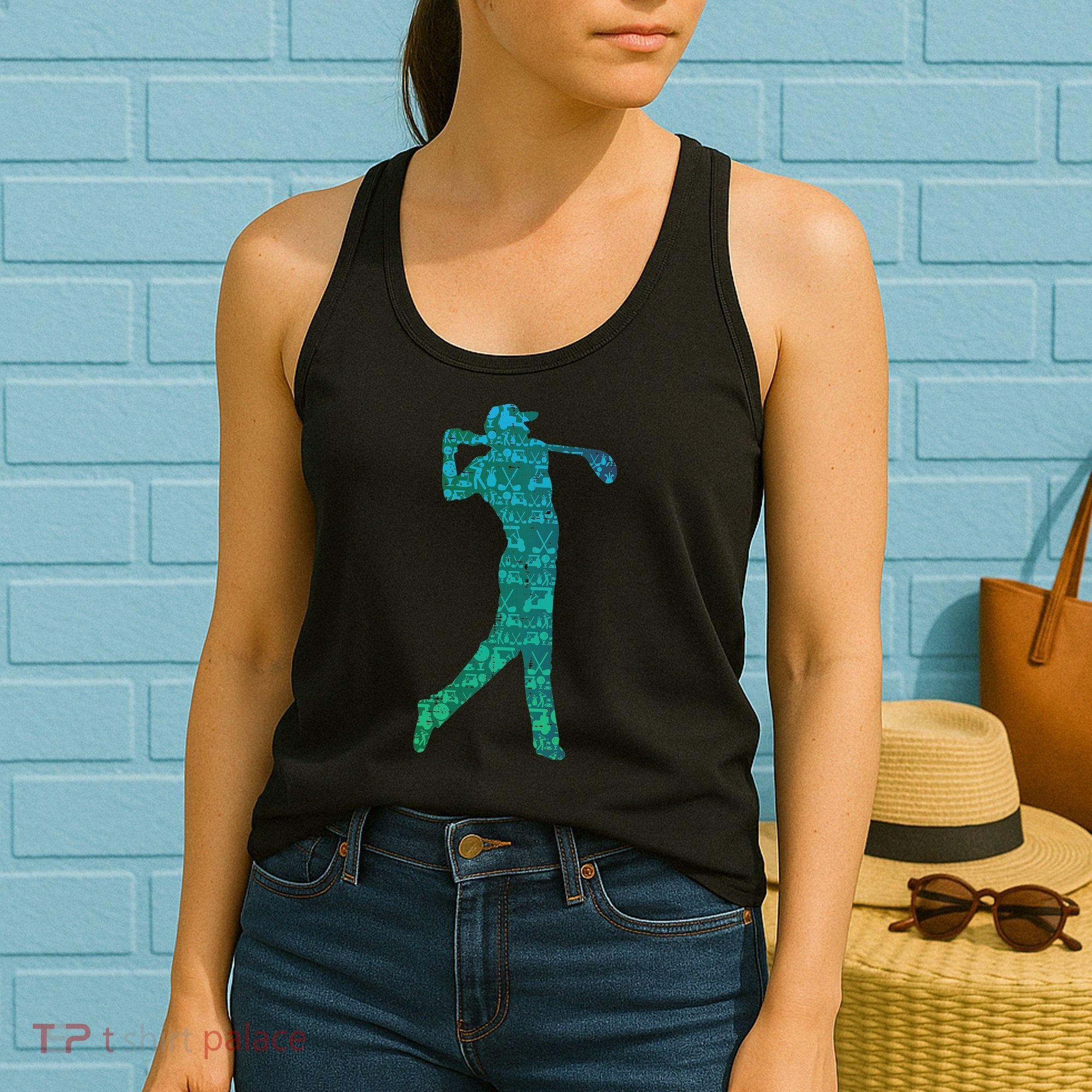 Golfer Silhouette Golf Things Golfing Dad Women Women's Tank Top