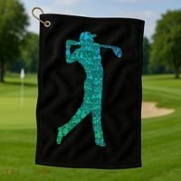 Golfer Silhouette Golf Things Golfing Dad Women Golf Towel thumb 1