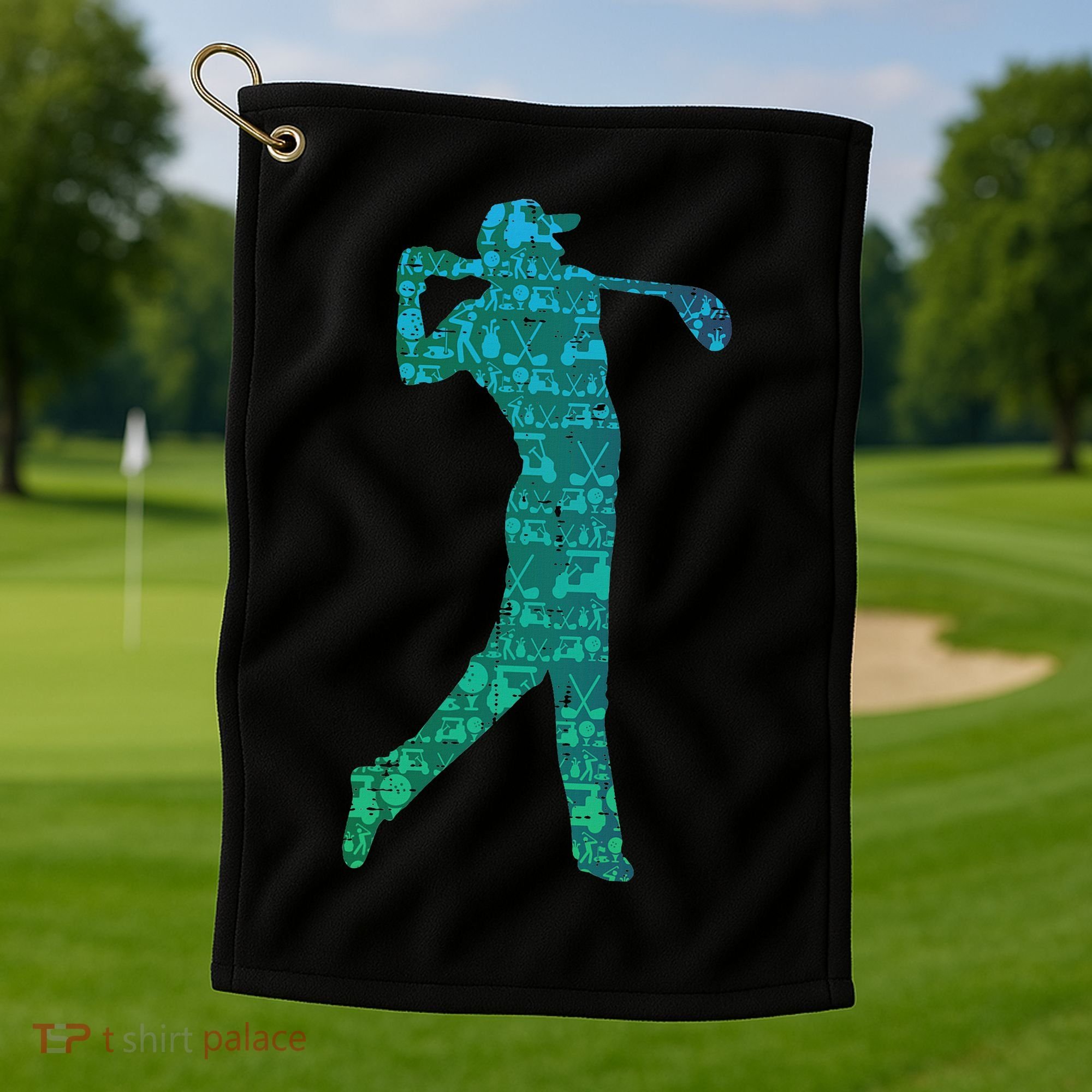Golfer Silhouette Golf Things Golfing Dad Women Golf Towel