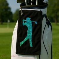 Golfer Silhouette Golf Things Golfing Dad Women Golf Towel thumb 2