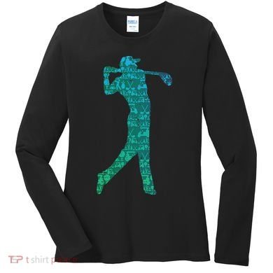 Golfer Silhouette Golf Things Golfing Dad Women Women's Long Sleeve Shirt