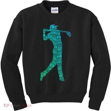 Golfer Silhouette Golf Things Golfing Dad Women Kids Sweatshirt