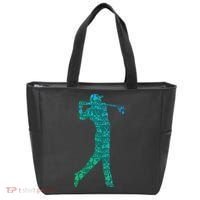 Golfer Silhouette Golf Things Golfing Dad Women Tote Bag thumb 0