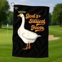 God's Silliest Goose Funny Golf Towel thumb 1