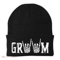 Gothic Skeleton Groom Wedding Just Married Spooky Halloween Beanie thumb 0
