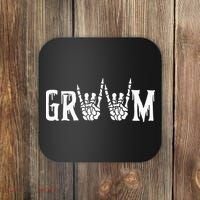 Gothic Skeleton Groom Wedding Just Married Spooky Halloween Coaster thumb 0
