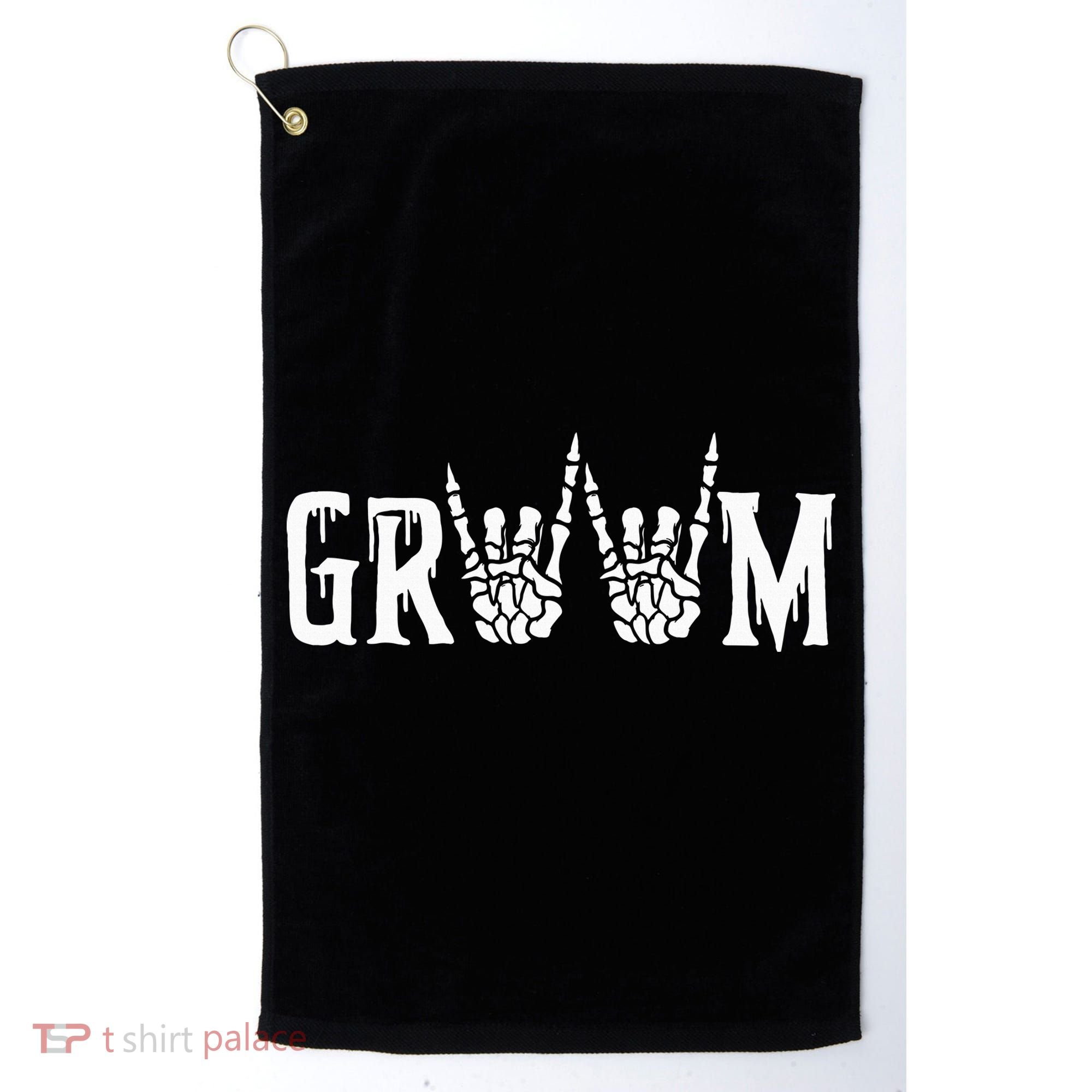Gothic Skeleton Groom Wedding Just Married Spooky Halloween Golf Towel
