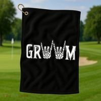 Gothic Skeleton Groom Wedding Just Married Spooky Halloween Golf Towel thumb 1