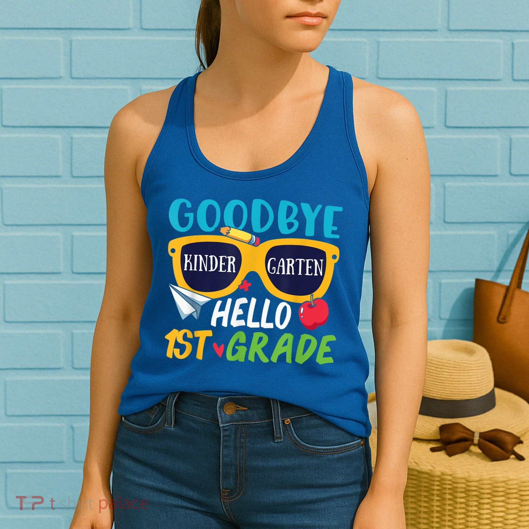 Graduation Shirt Goodbye Kindergarten Hello 1st Grade School Women's Tank Top